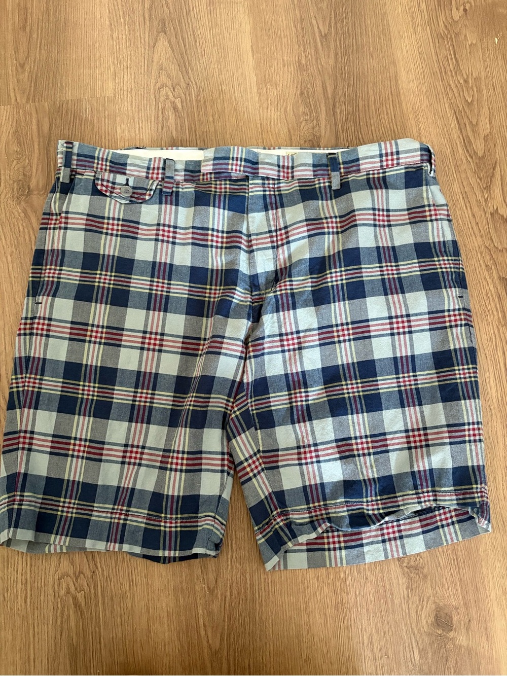 Ralph Lauren Plaid Indian Madras Shorts in Navy, White and Red